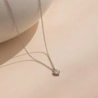 Rose Quartz Heart Charm Necklace Silver 18K Gold Plated