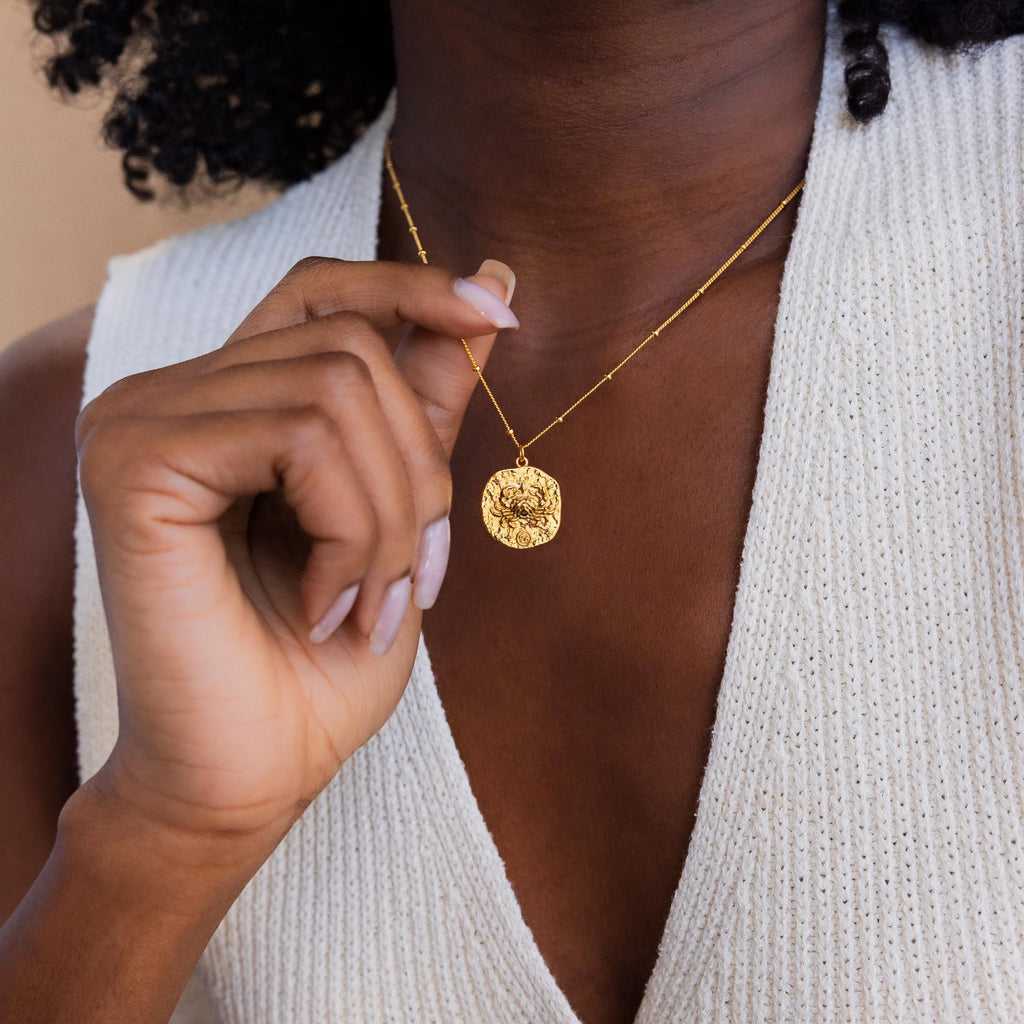 Zodiac Coin Necklace Silver 18K Gold Plated