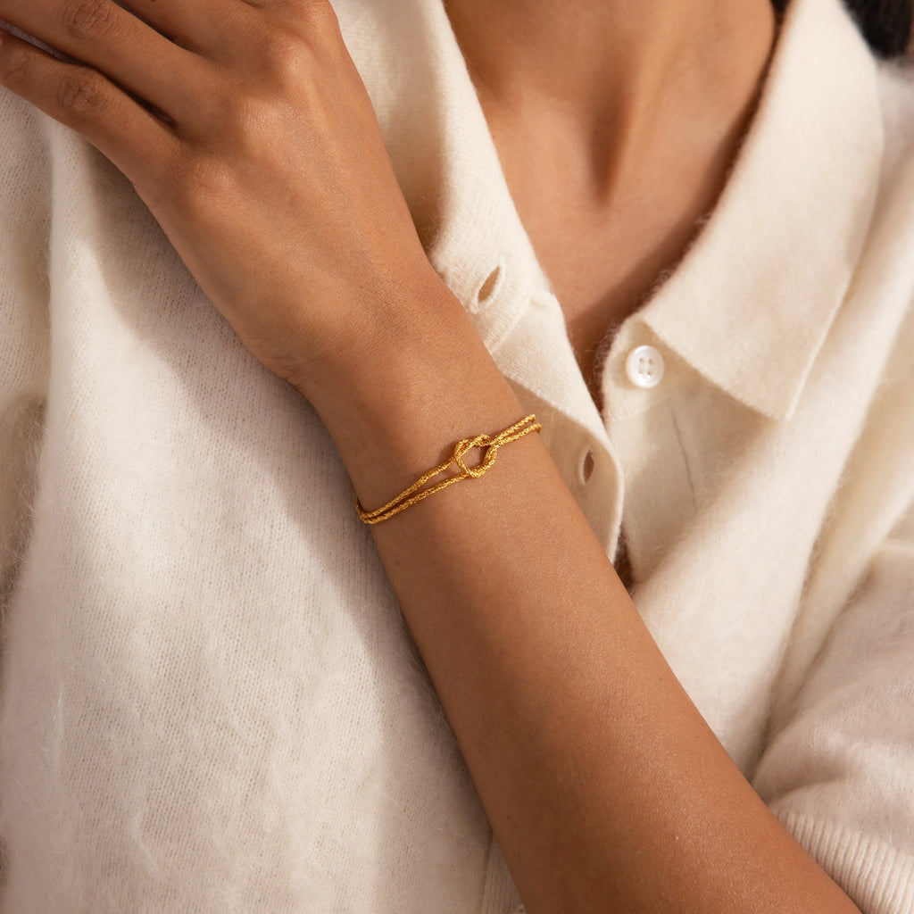 Rope Knot Chain Bracelet Silver 18K Gold Plated