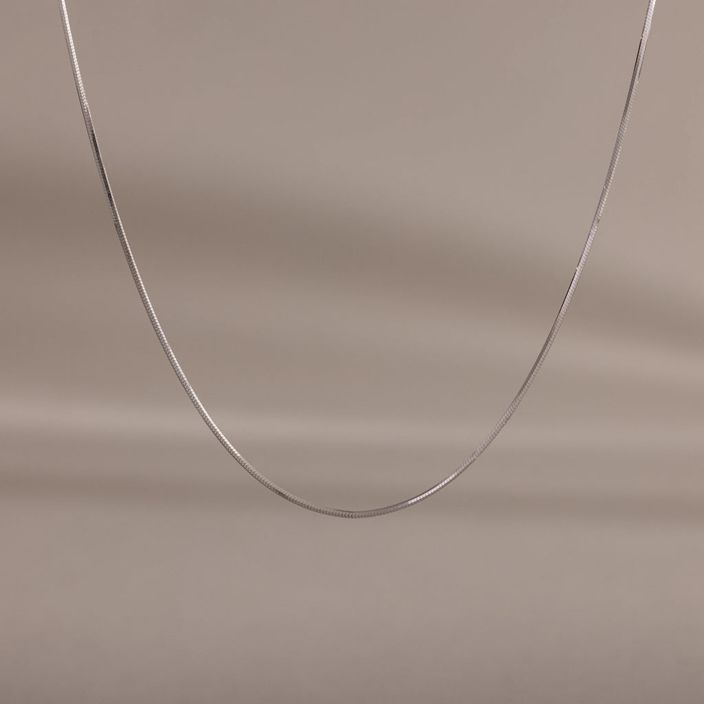 Dainty Herringbone Necklace Silver 18K Gold Plated