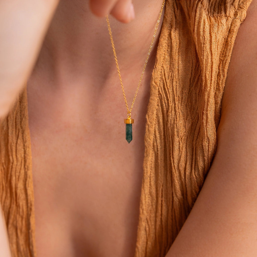 Agate Quartz Necklace Silver 18K Gold Plated