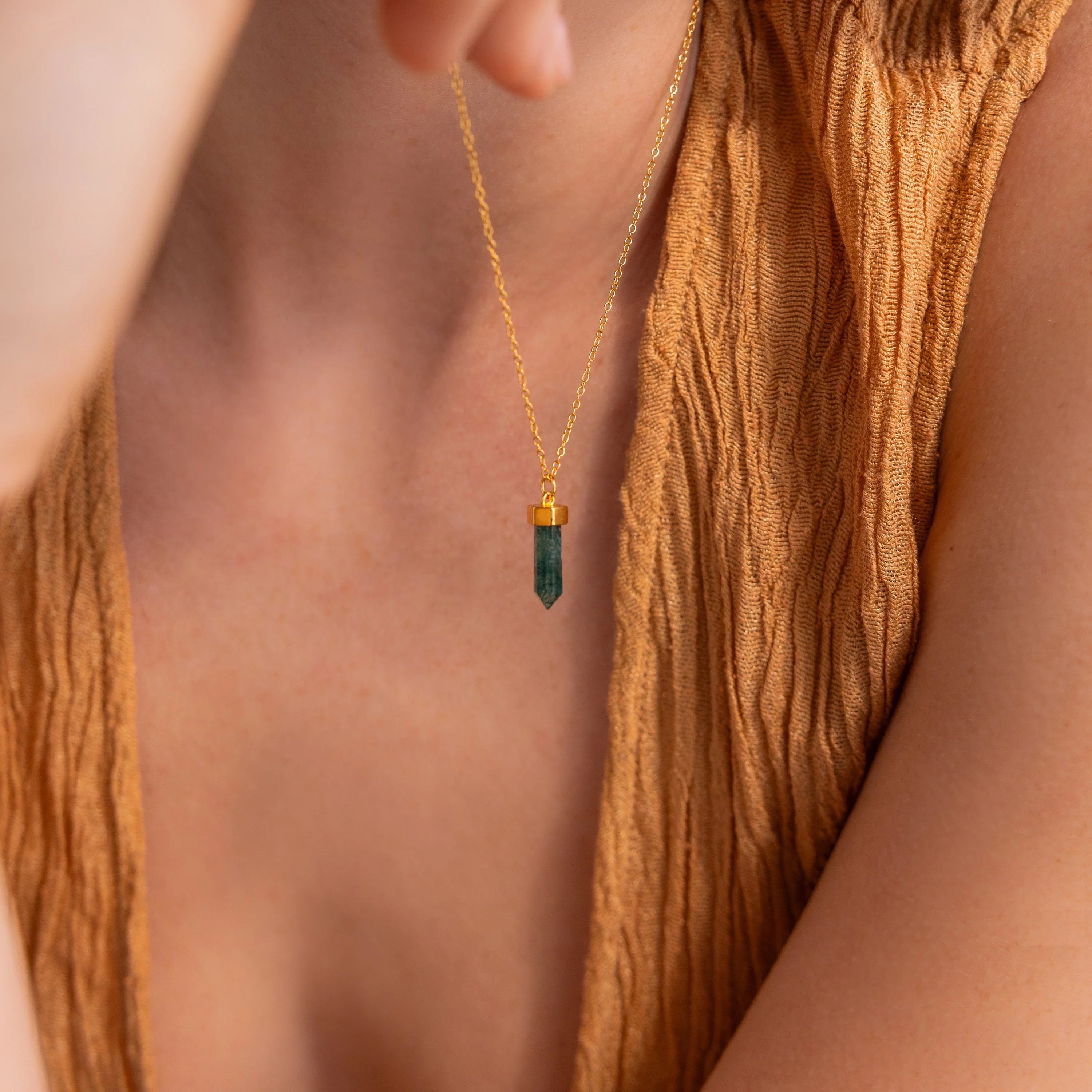 Agate Quartz Necklace Silver 18K Gold Plated