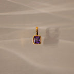 Square Bezel Birthstone Charm Silver 18K Gold Plated
