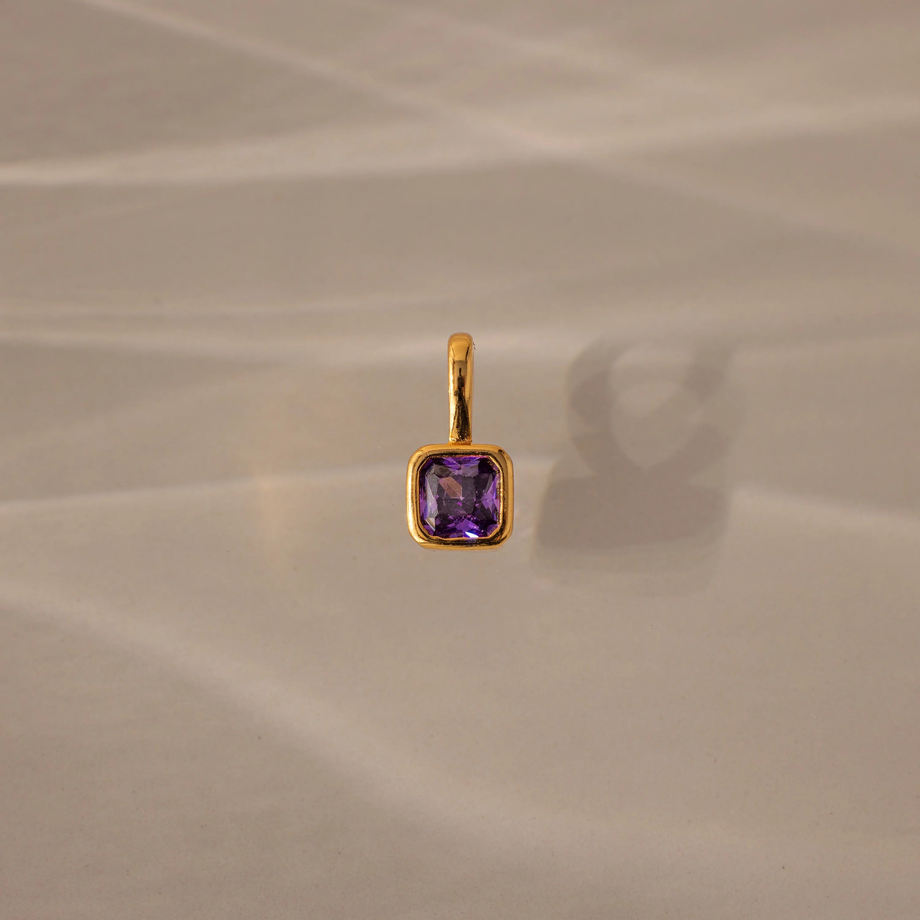 Square Bezel Birthstone Charm Silver 18K Gold Plated