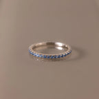 Blue Zircon Eternity band Ring Silver 18K Gold Plated