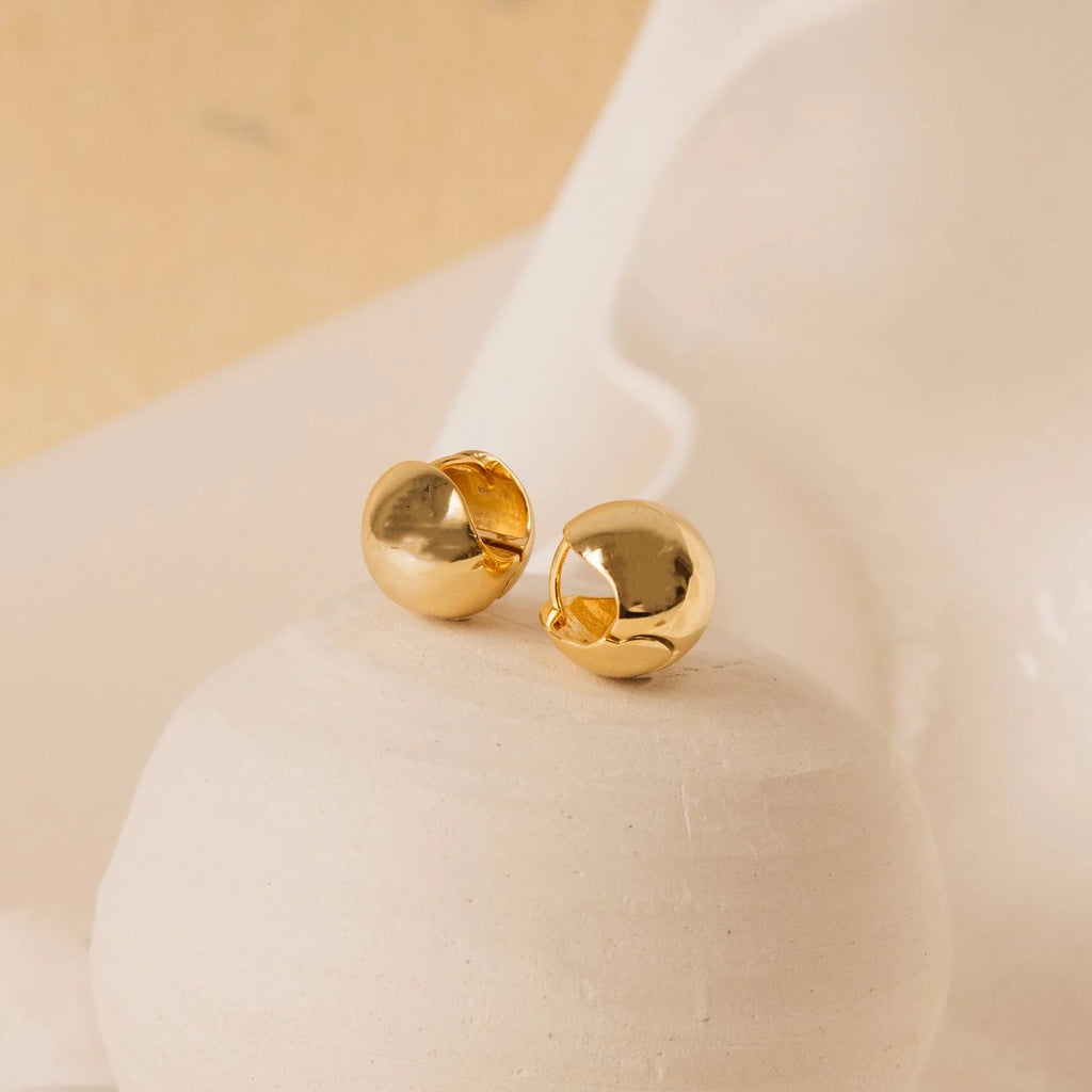 Chunky Ball Hoops Silver 18K Gold Plated