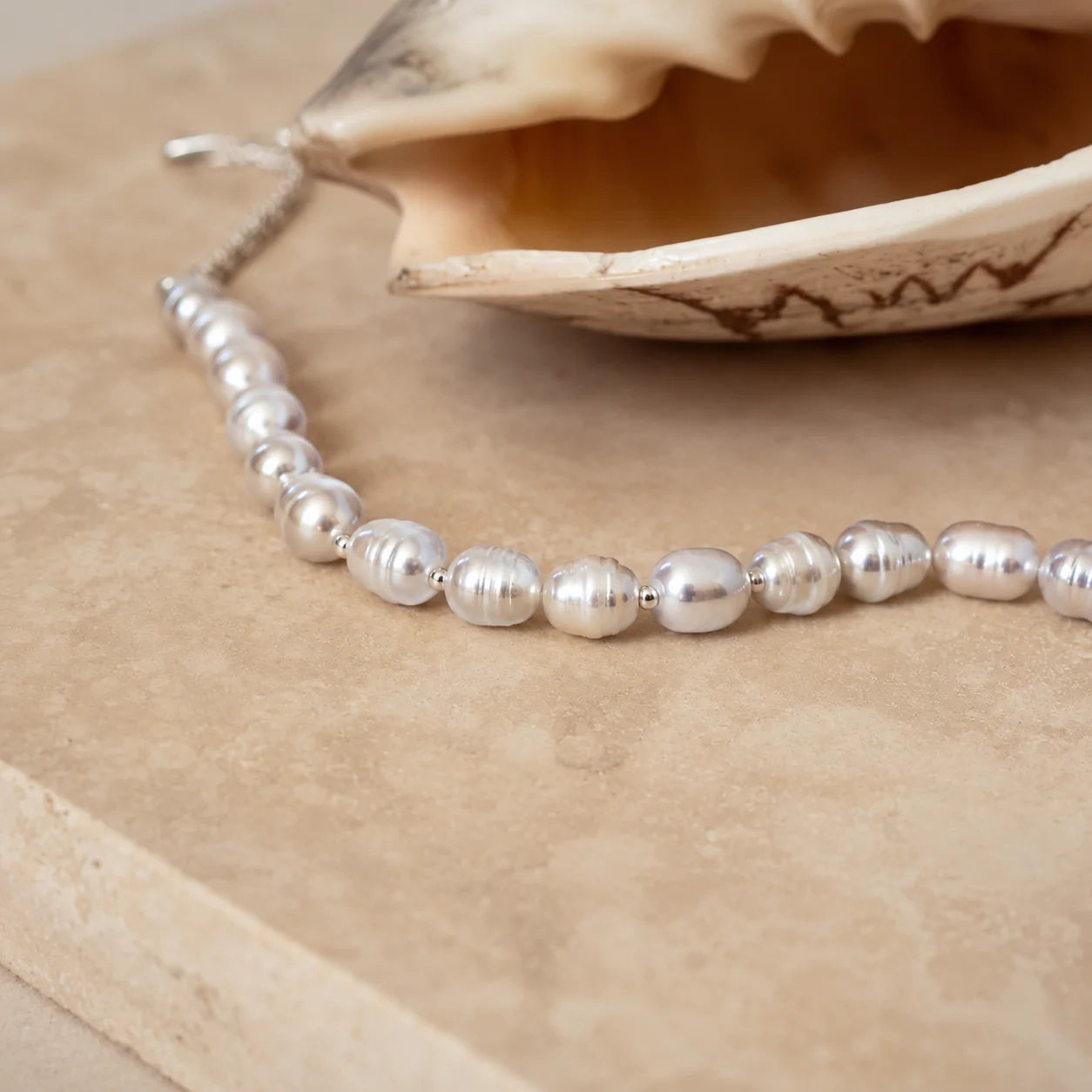 Bold Pearl Bracelet: 18K Gold Sterling Silver with 7-8mm Baroque Pearl
