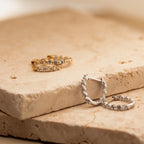 Inside Out Diamond Huggies  Silver 18K Gold Plated