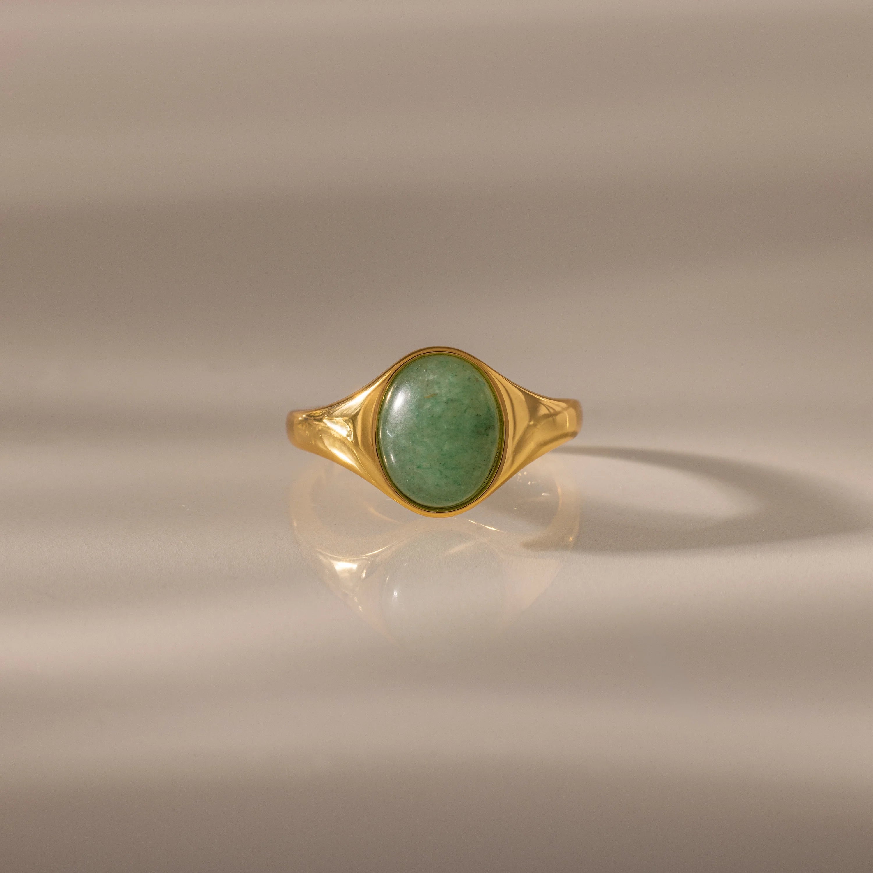 Solace Jade Diamond Signet Ring Silver 18K Gold Plated