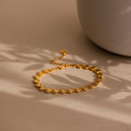 Ribbed Heart Link Bracelet Silver 18K Gold Plated