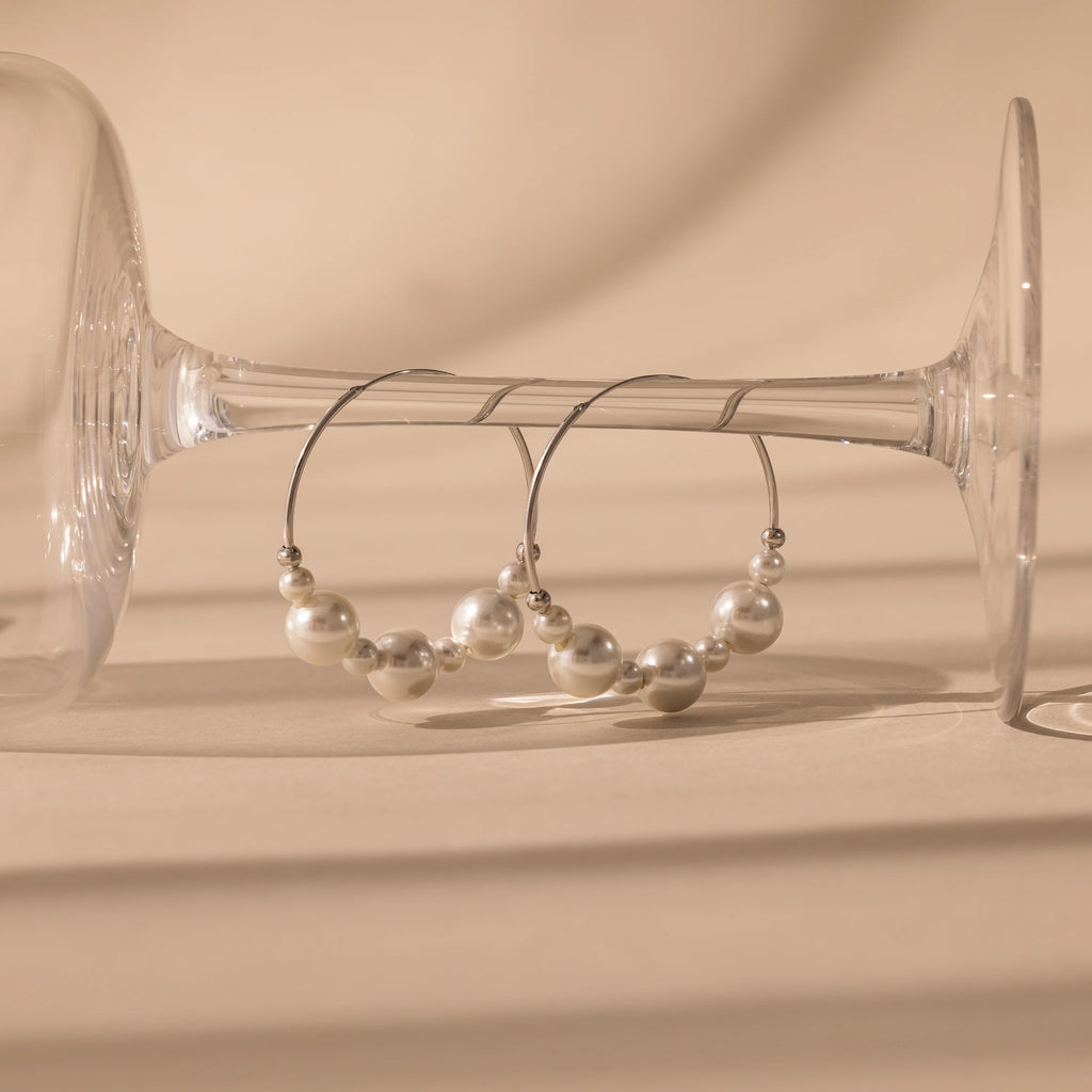 Freshwater Pearl Hoops Silver 18K Gold Plated