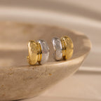 Mixed Metal Puff Studs  Silver 18K Gold Plated