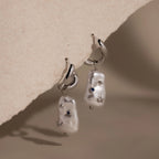 Starry Baroque Pearl Charm Hoops Silver 18K Gold Plated