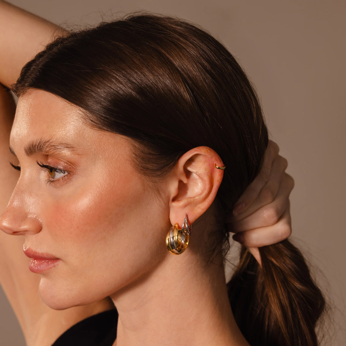 Intertwined Mixed Metal Hoops Silver 18K Gold Plated