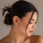 Round Diamond Ear Jackets Silver 18K Gold Plated