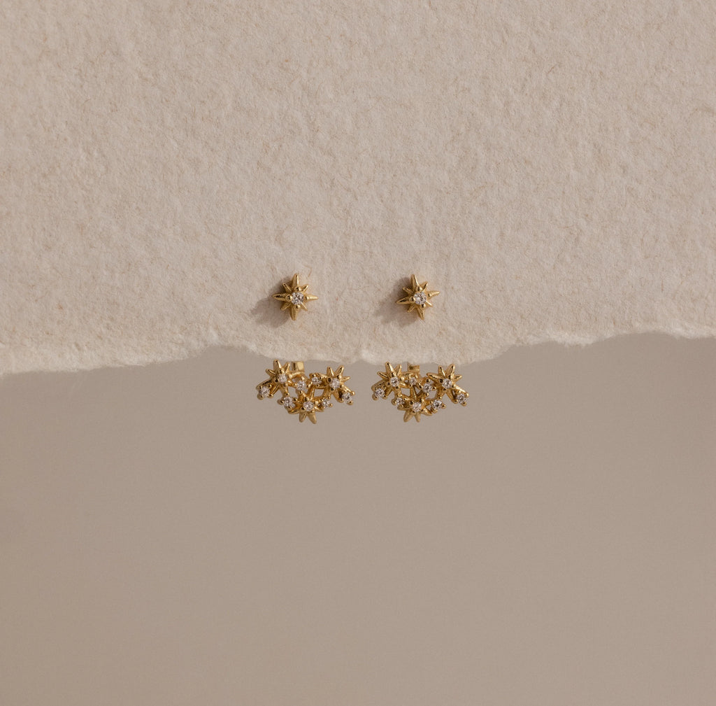 Starburst Cluster Ear Jackets Silver 18K Gold Plated