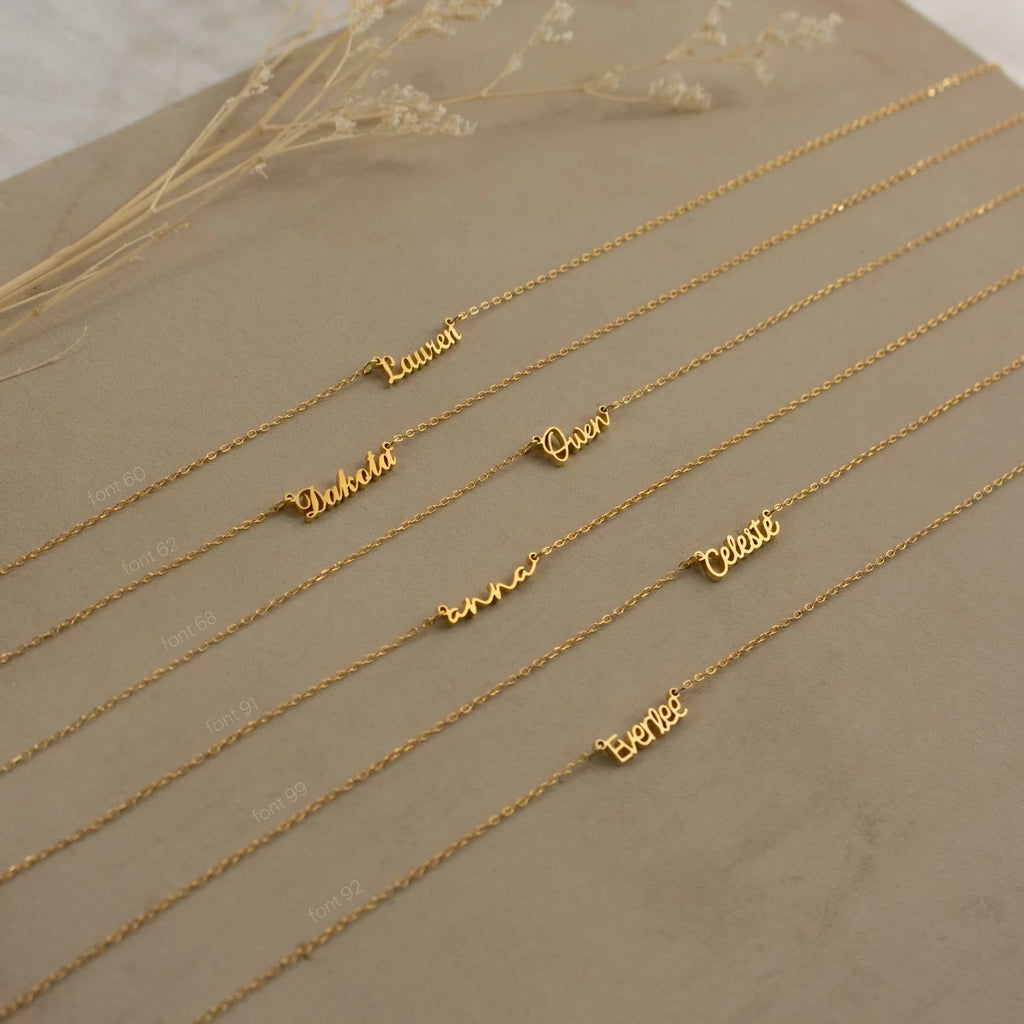 Tiny London Name Necklace Silver 18K Gold Plated