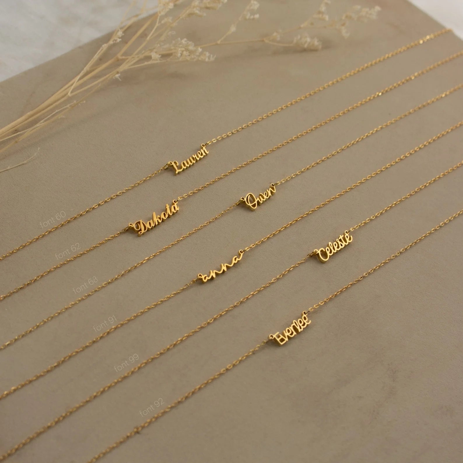 Tiny London Name Necklace Silver 18K Gold Plated