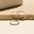Diamond Stacking Ring Set Silver 18K Gold Plated