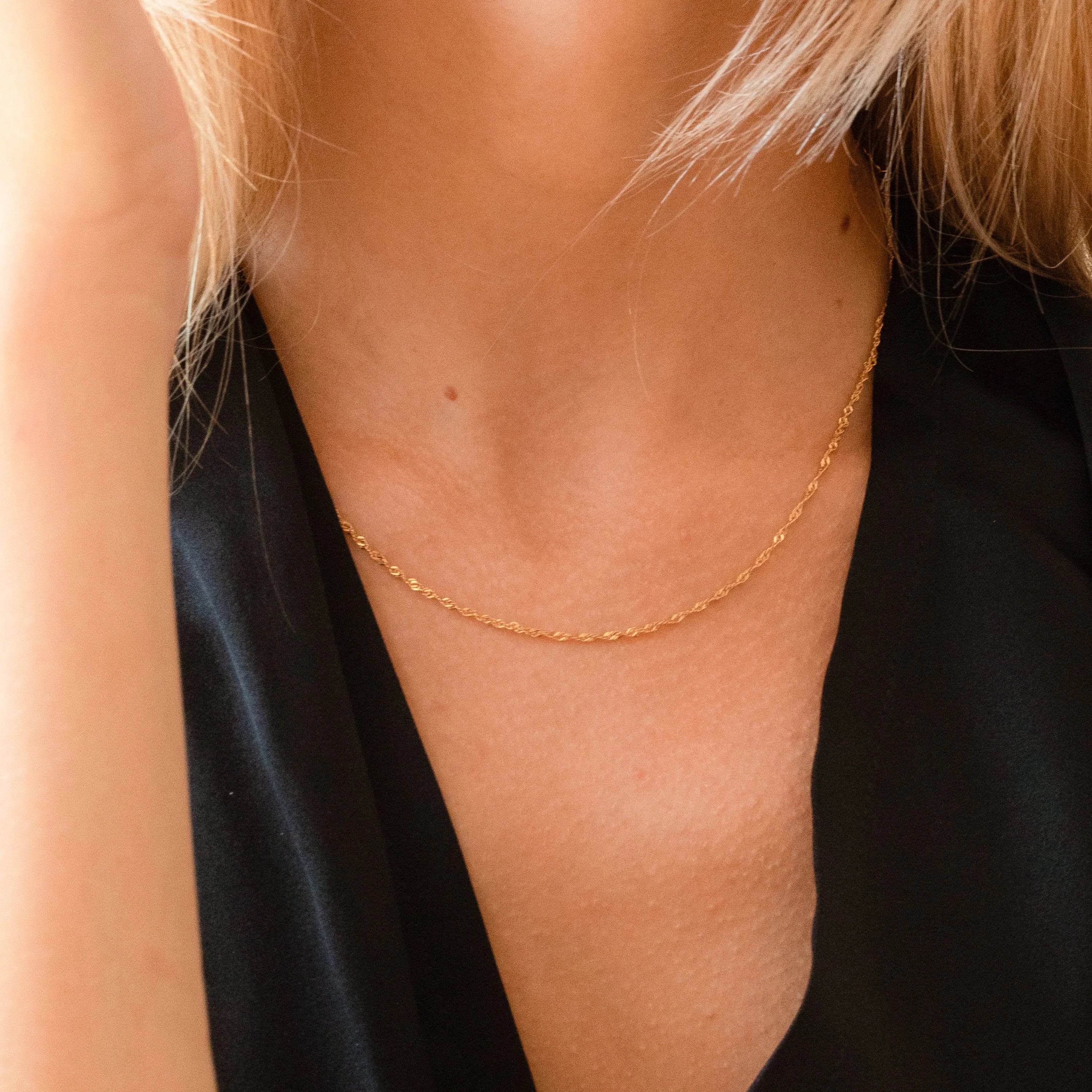 Singapore Twist Necklace Silver 18K Gold Plated