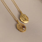 Organic Fingerprint Multi Birthstone Necklace  Silver 18K Gold Plated