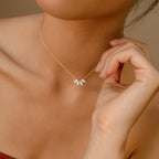 Marquise Diamond Flower Necklace Silver 18K Gold Plated