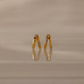 Blue Zircon Duo Huggie Earrings Silver 18K Gold Plated