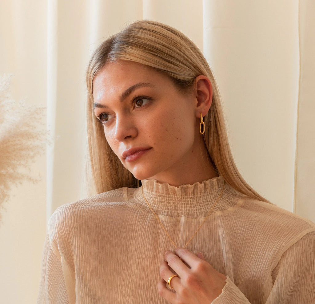 Amanda Link Earrings Silver 18K Gold Plated