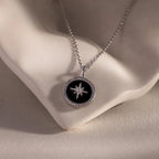 Diamonds Onyx Star Pendant Necklace Silver 18K Gold Plated