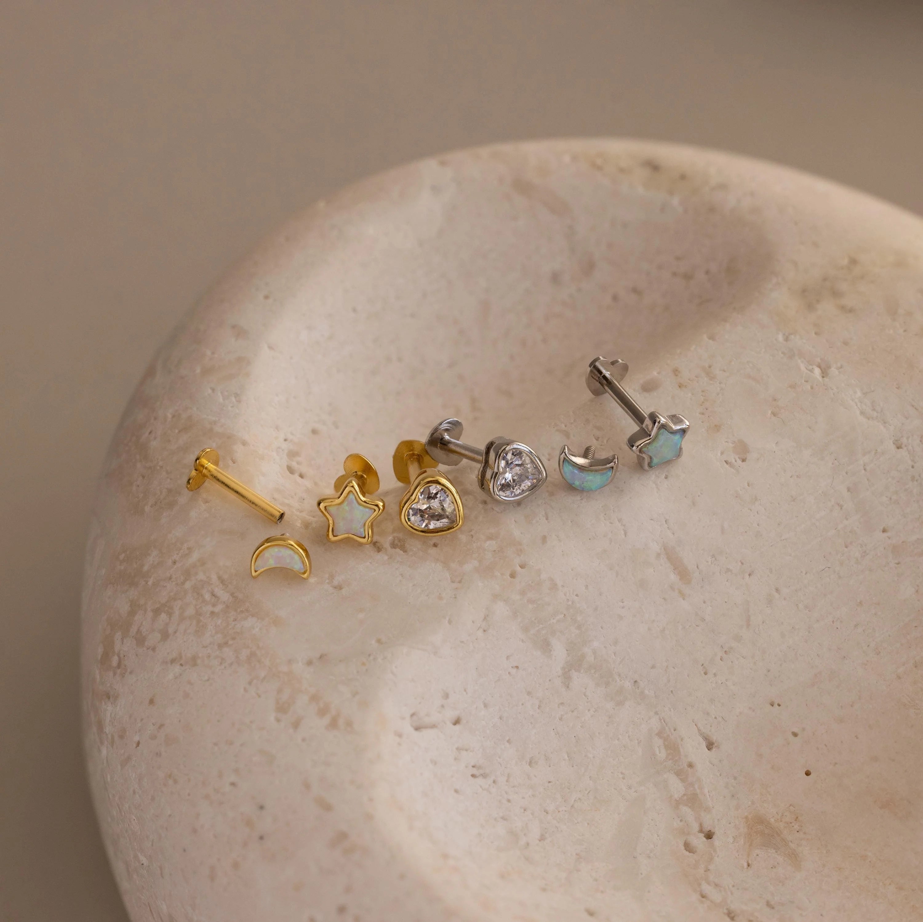 Celestial Flat Back Stud Silver 18K Gold Plated