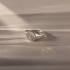 North Star Diamond Signet Ring Silver 18K Gold Plated