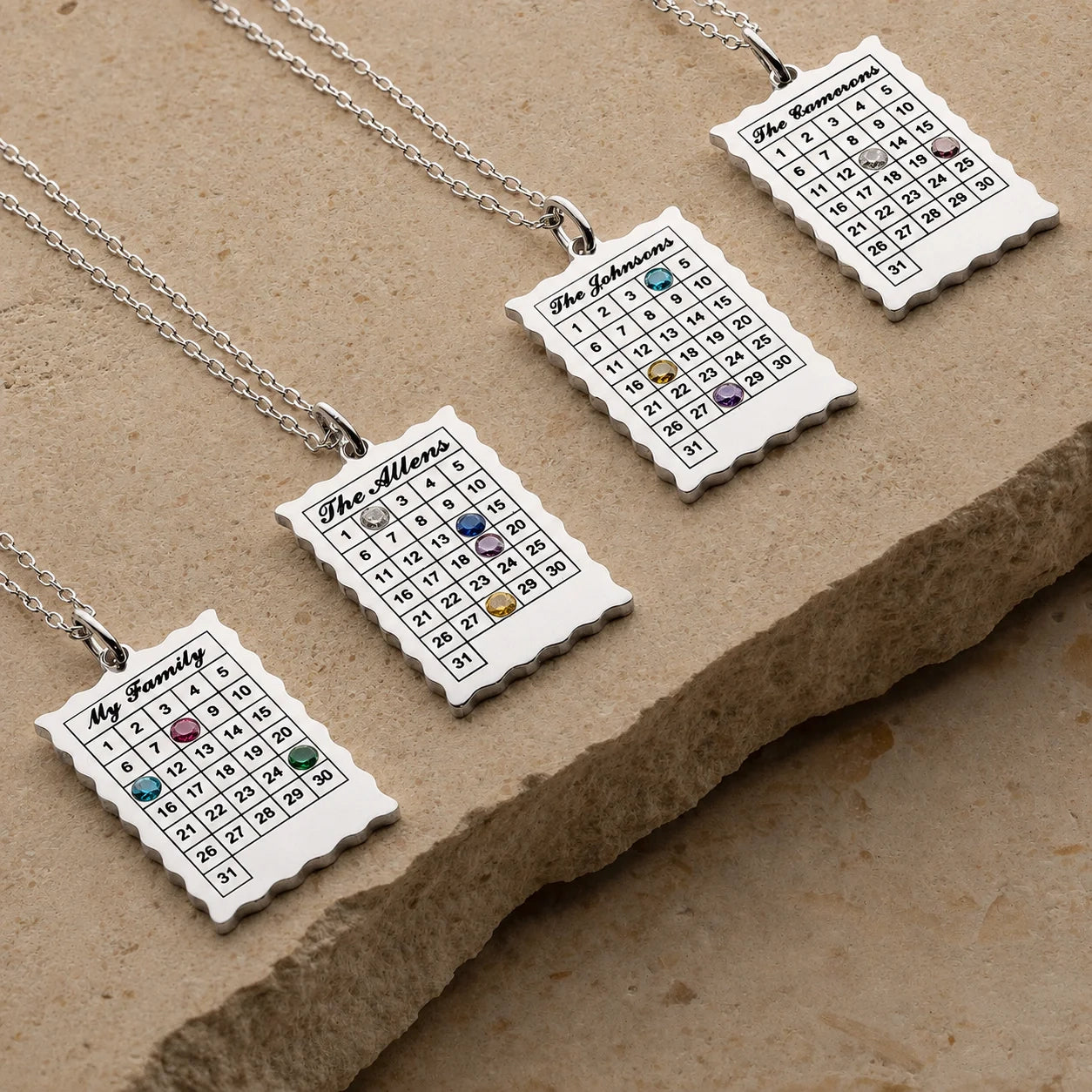 Calendar Birthstone Charm Necklace