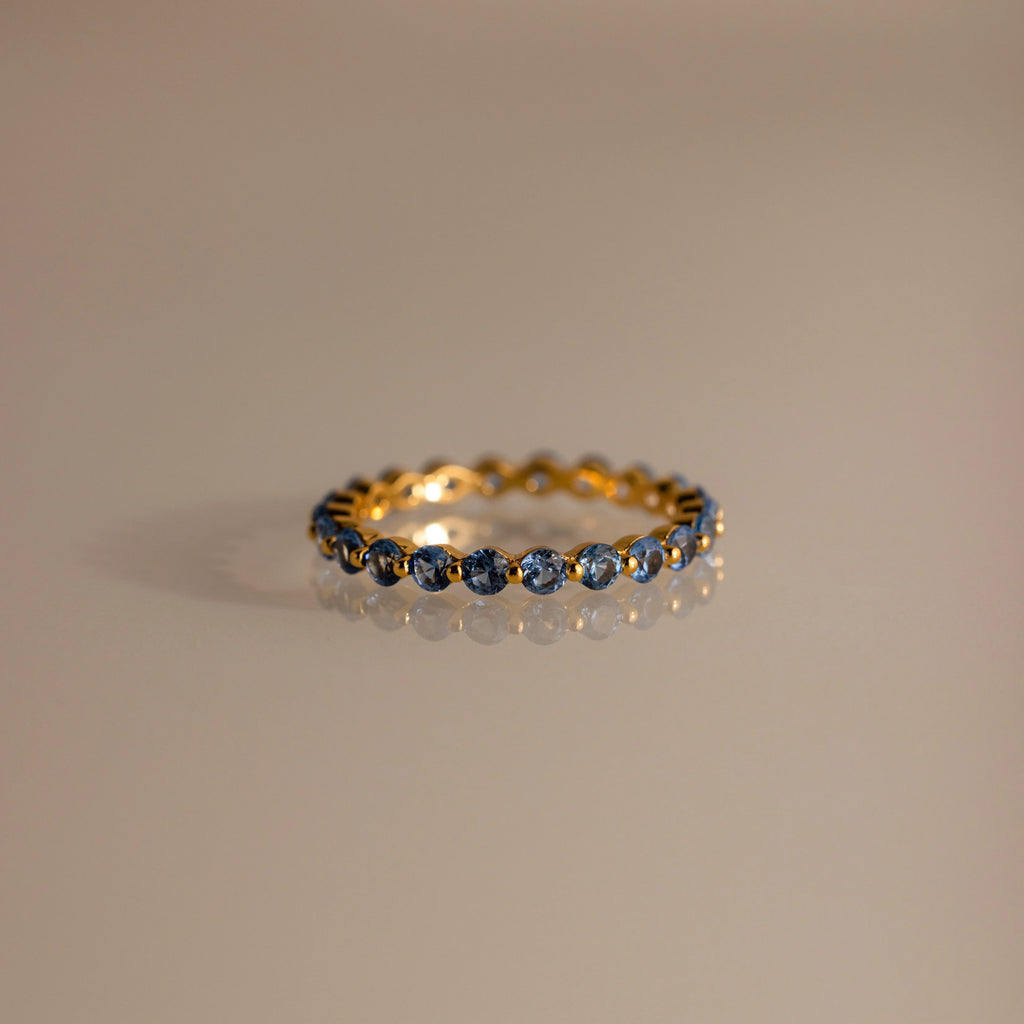 Lace Eternity Blue Zircon Ring Silver 18K Gold Plated