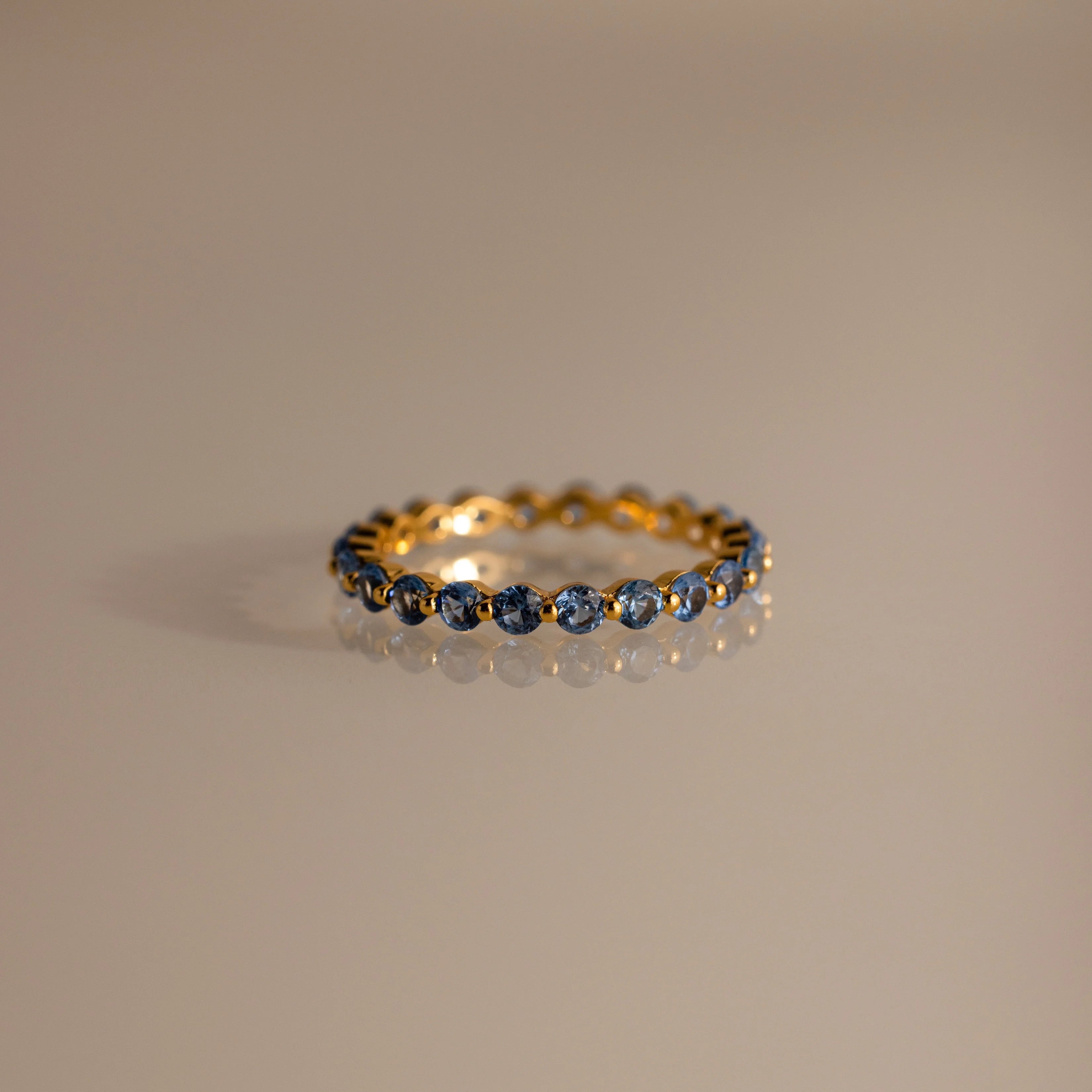 Lace Eternity Blue Zircon Ring Silver 18K Gold Plated