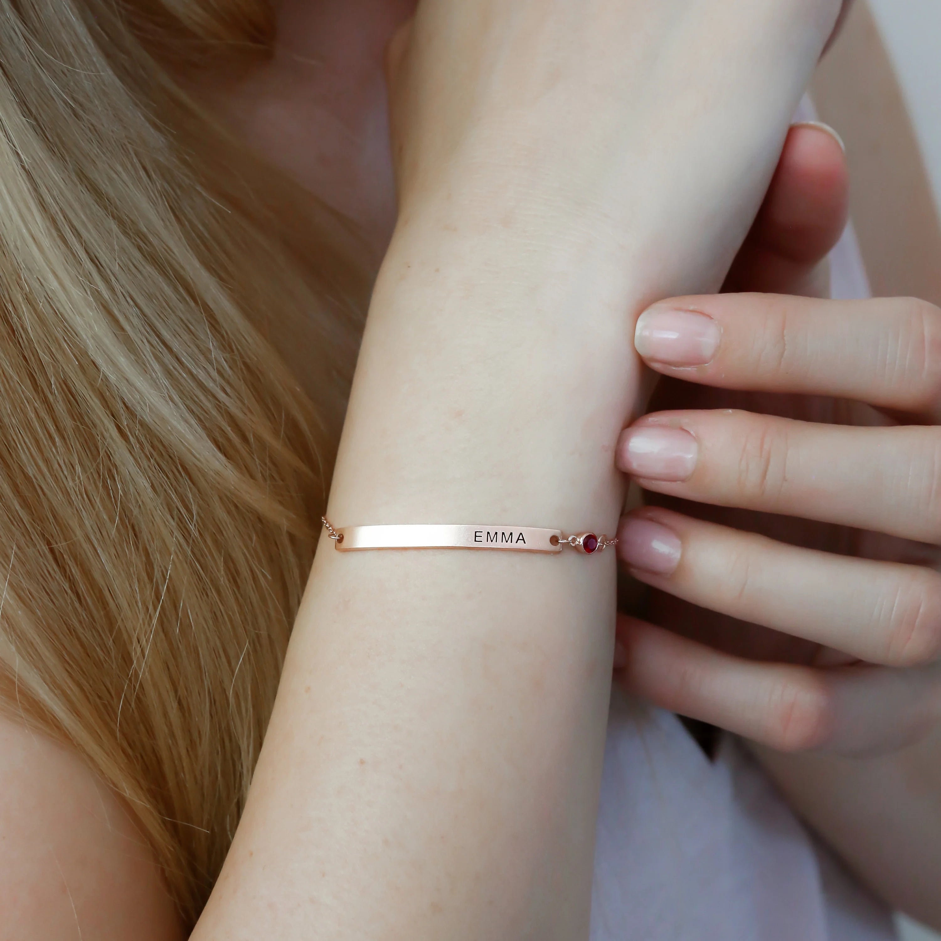 Thin Name Bar Bracelet Silver 18K Gold Plated