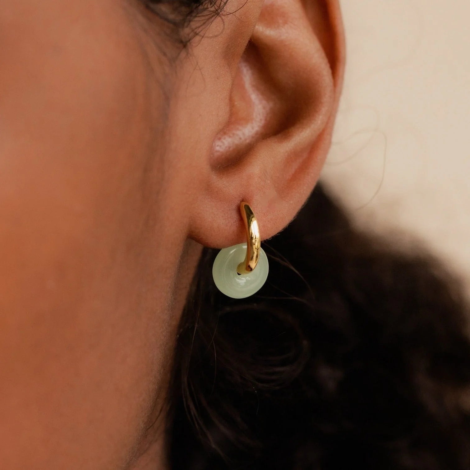 Dainty Jade Duo Hoops Silver 18K Gold Plated
