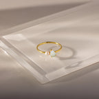 Teardrop Opal & Pearl Ring Silver 18K Gold Plated