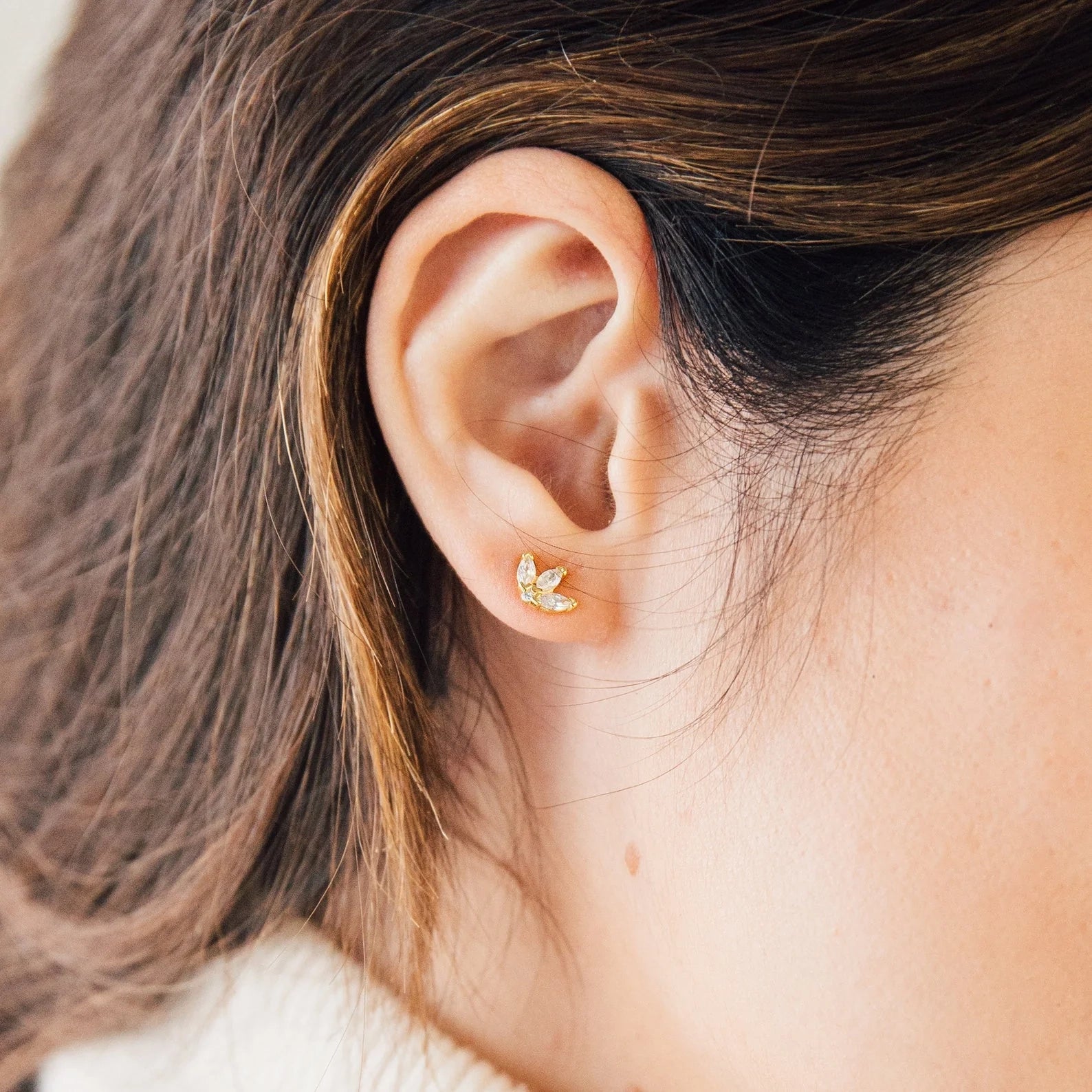 Arya Petal Studs Silver 18K Gold Plated