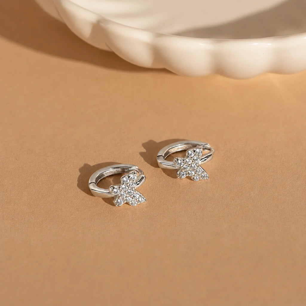 Pave Butterfly Mini Huggies