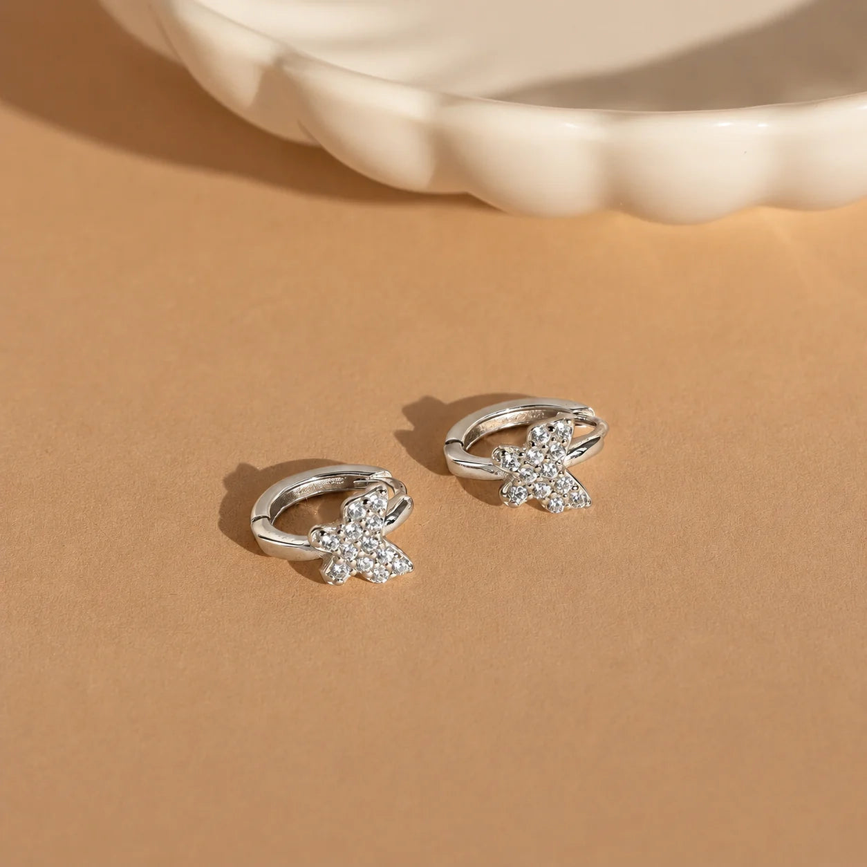 Pave Butterfly Mini Huggies