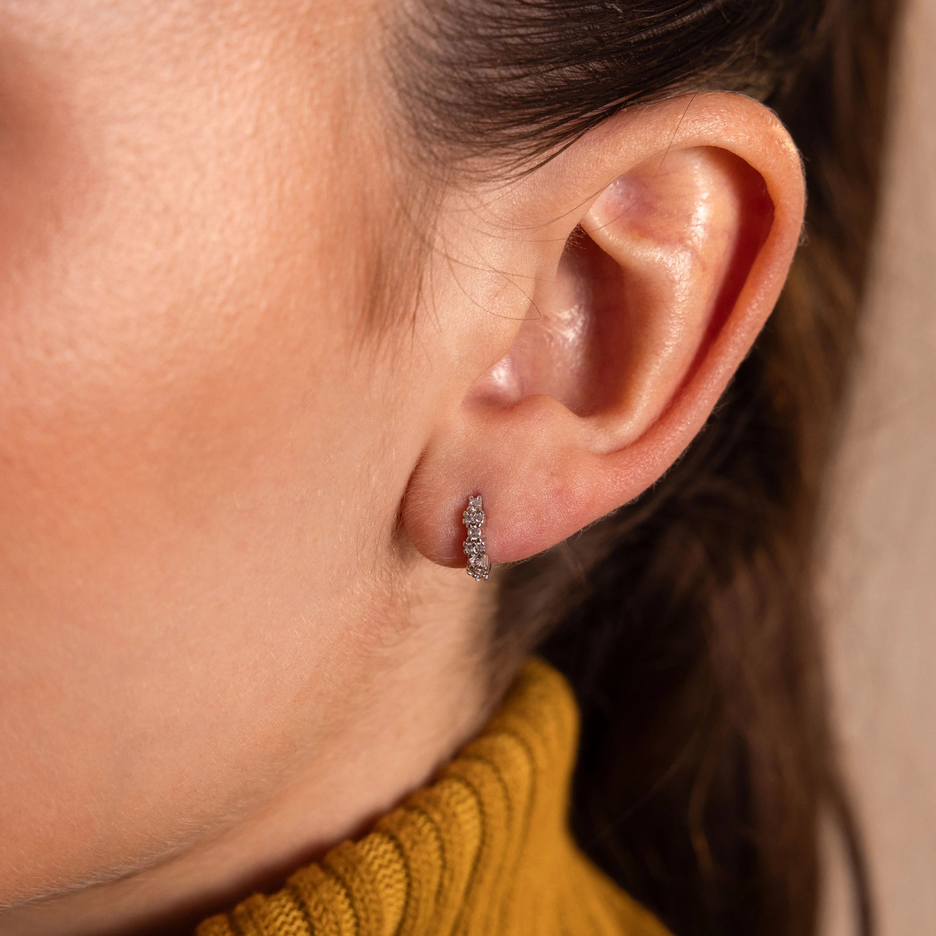 Diamond Cluster Huggies Silver 18K Gold Plated
