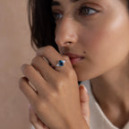 Elizabeth Blue Topaz Ring Silver 18K Gold Plated