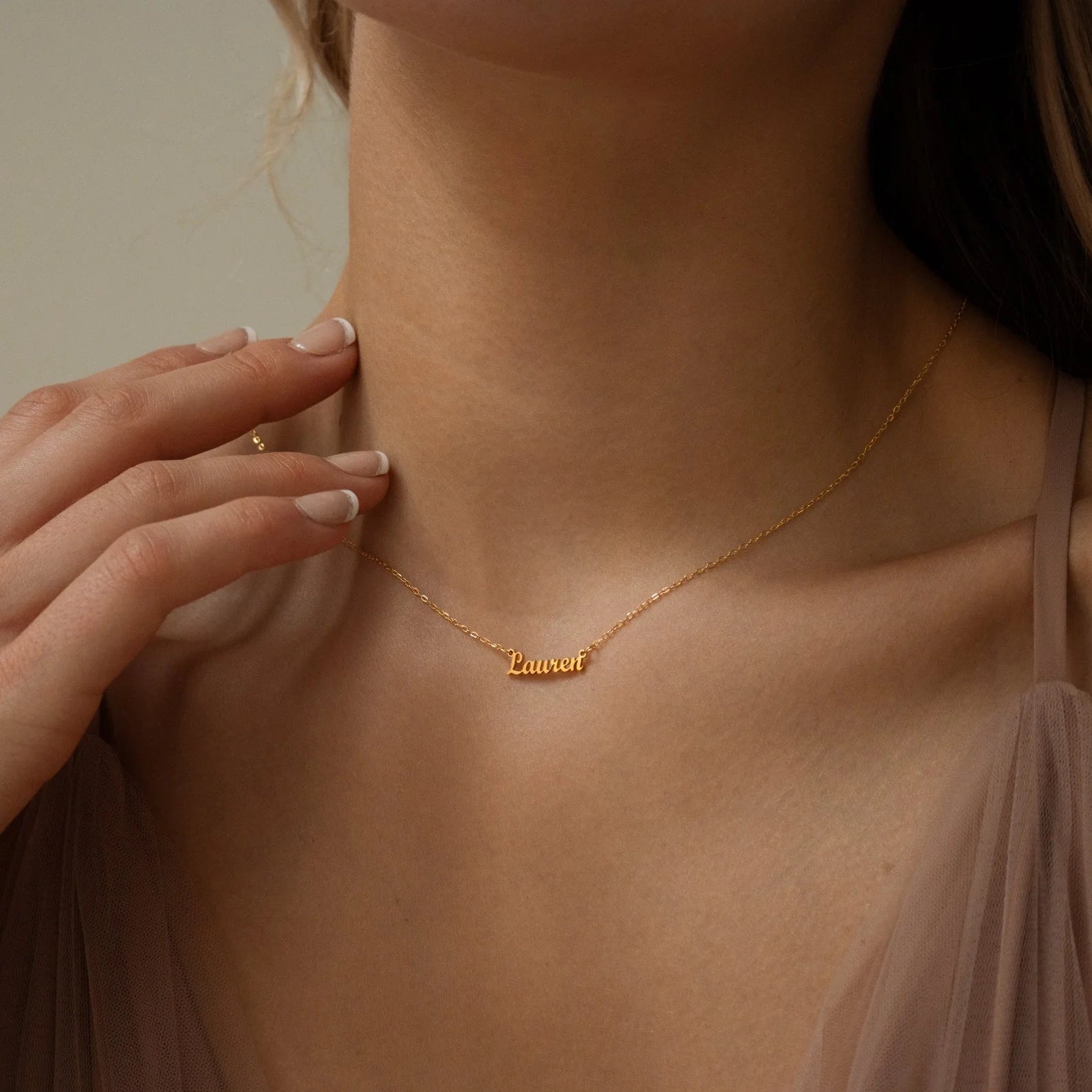 Tiny London Name Necklace Silver 18K Gold Plated