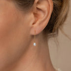 Diamond Pearl Drop Earrings Silver 18K Gold Plated