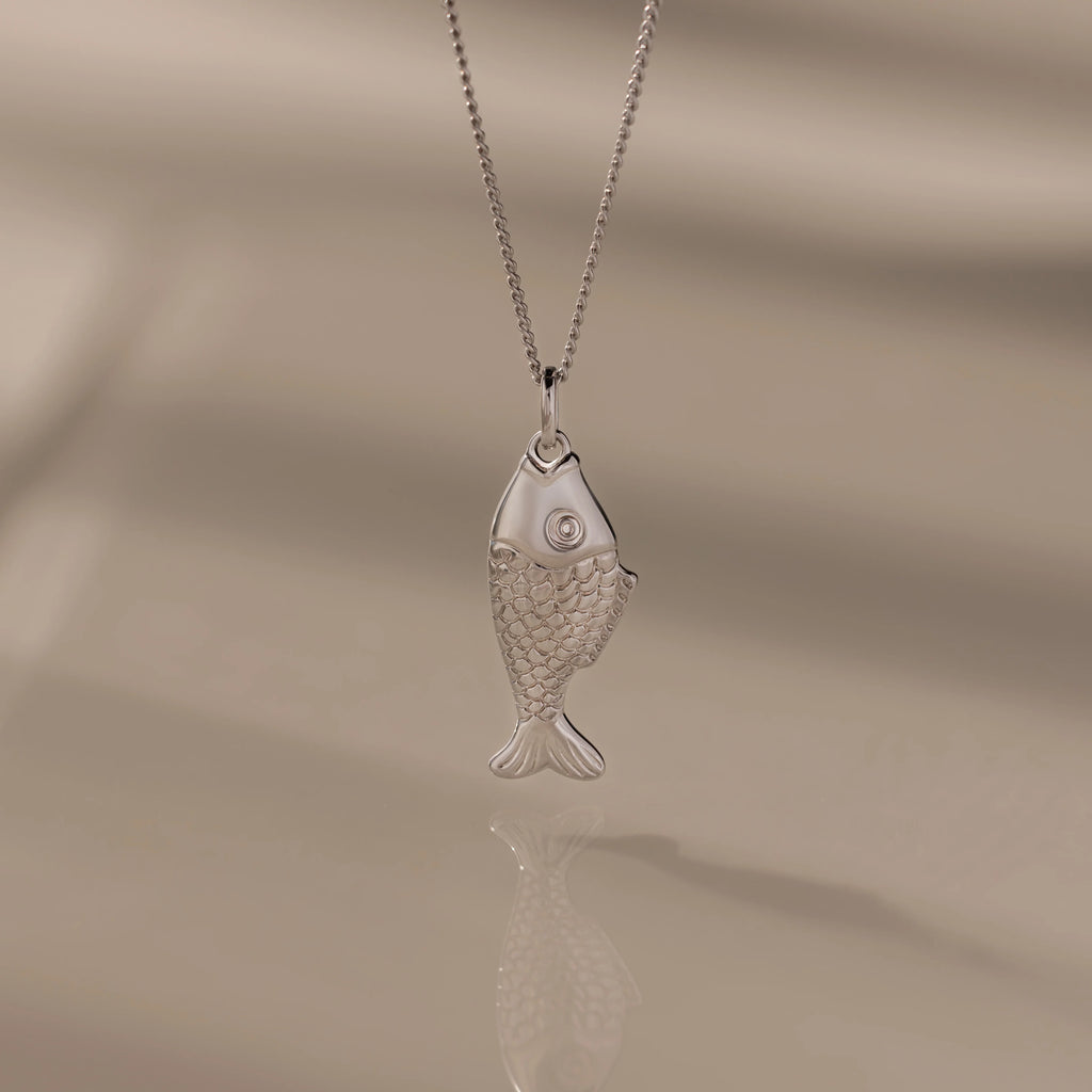 Fish Charm Necklace Silver 18K Gold Plated