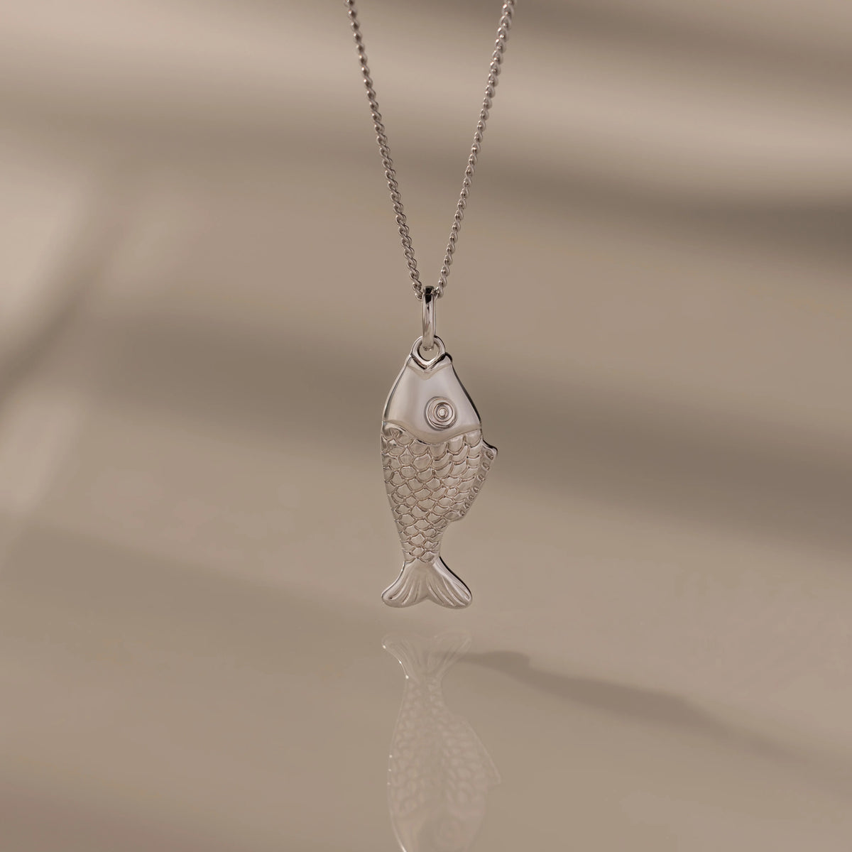 Fish Charm Necklace Silver 18K Gold Plated