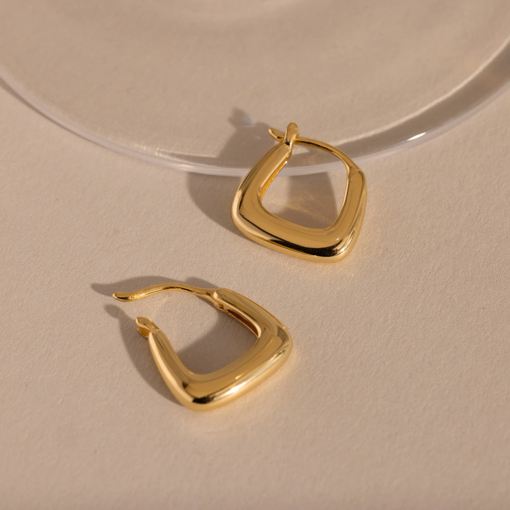 Bold Geometric Hoops Silver 18K Gold Plated
