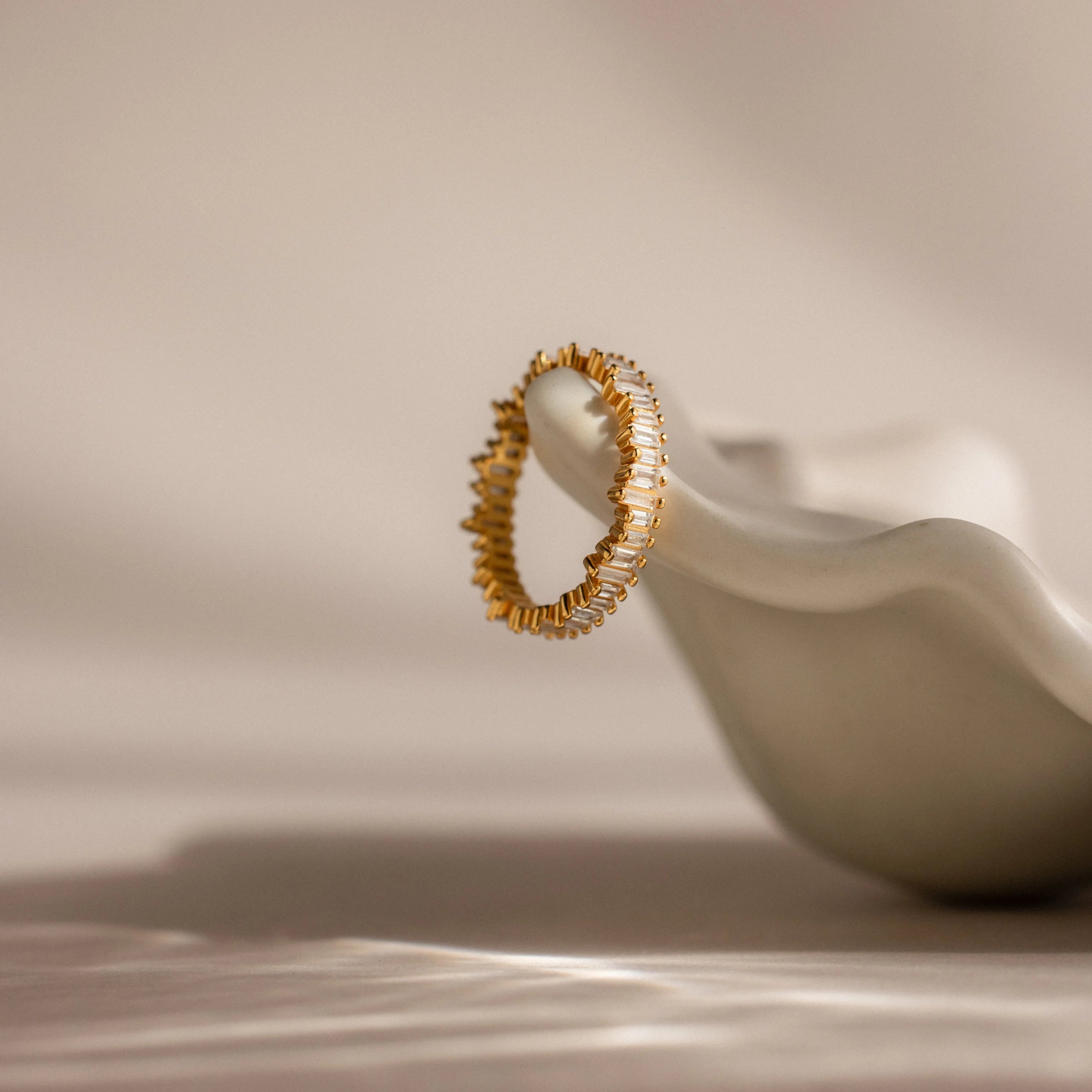 Diamond Art Deco Rhythm Ring Silver 18K Gold Plated