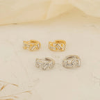 Baguette Diamond Huggies Silver 18K Gold Plated