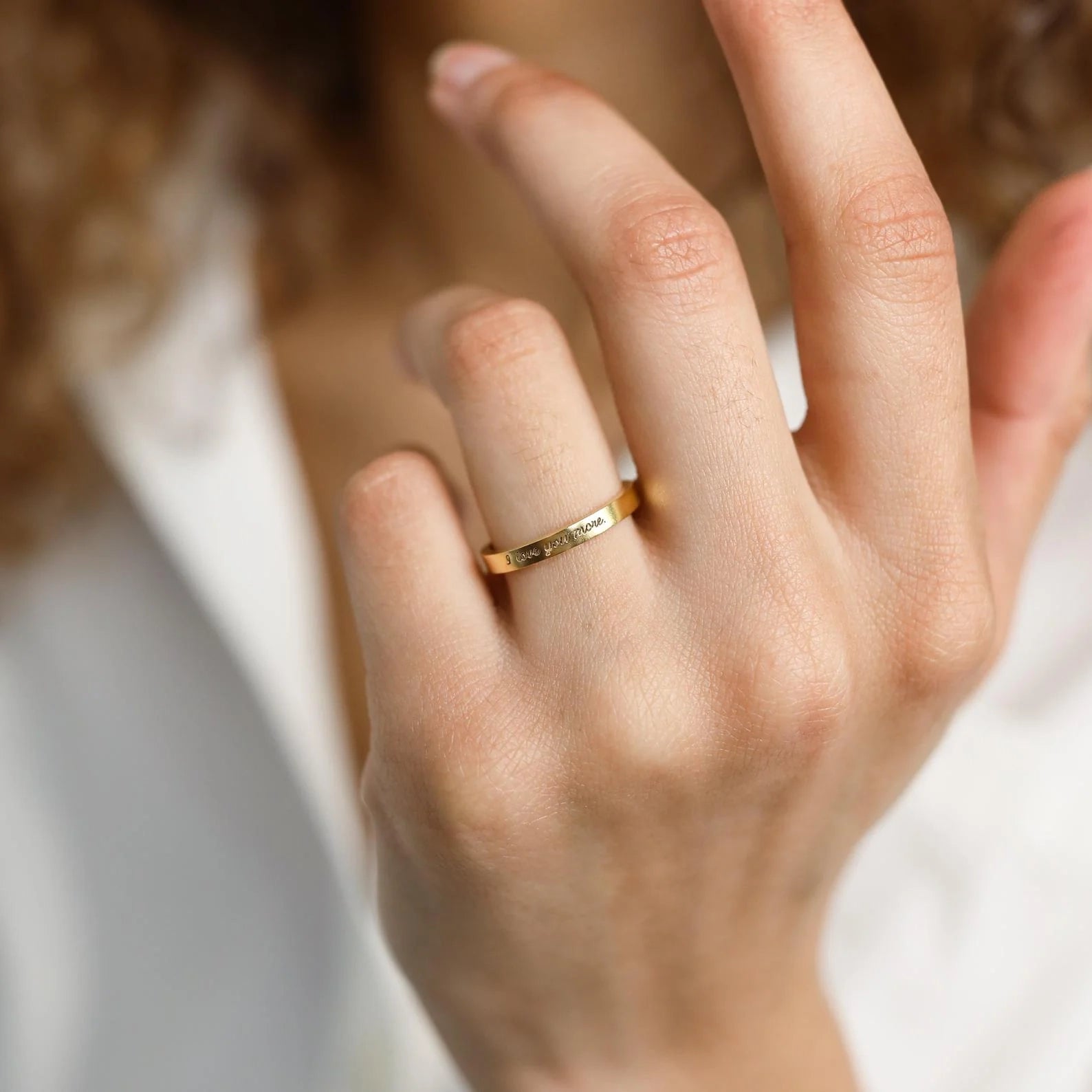 Ann Thin Message Ring Silver 18K Gold Plated